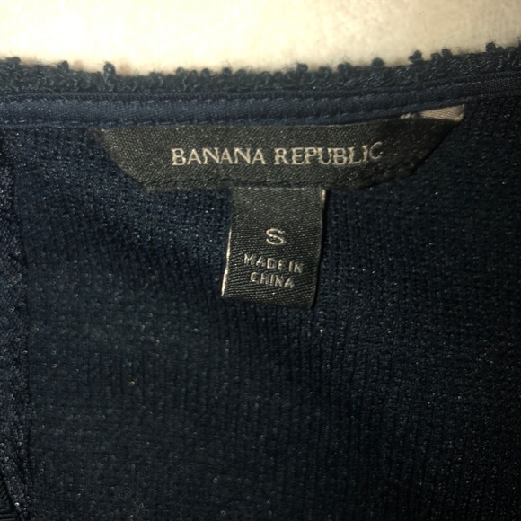 Banana Republic Navy Blue Knit Boucle Ruffle Sleeve Top S - Picture 5 of 14